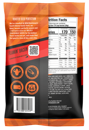 FLAMIN' BACON FLAVORED SUNFLOWER SEEDS • 5.5 OZ/12 pack