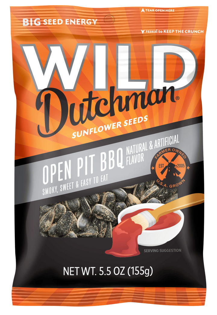 OPEN PIT BBQ FLAVORED SUNFLOWER SEEDS • 5.5 OZ/12 pack