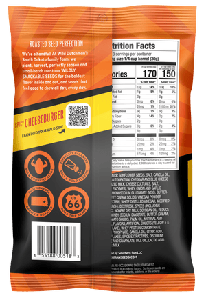 SPICY CHEESEBURGER FLAVORED SUNFLOWER SEEDS • 5.5 OZ/12 pack