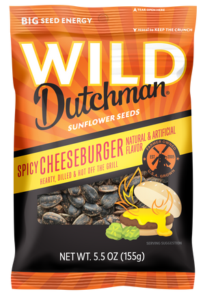 SPICY CHEESEBURGER FLAVORED SUNFLOWER SEEDS • 5.5 OZ/12 pack